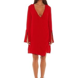 C/MEO Collective Night Air Faux Wrap Red Mini Dress Size S  New With Tags